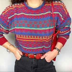 SOLD / VINTAGE • colorful 90s grandpa sweater